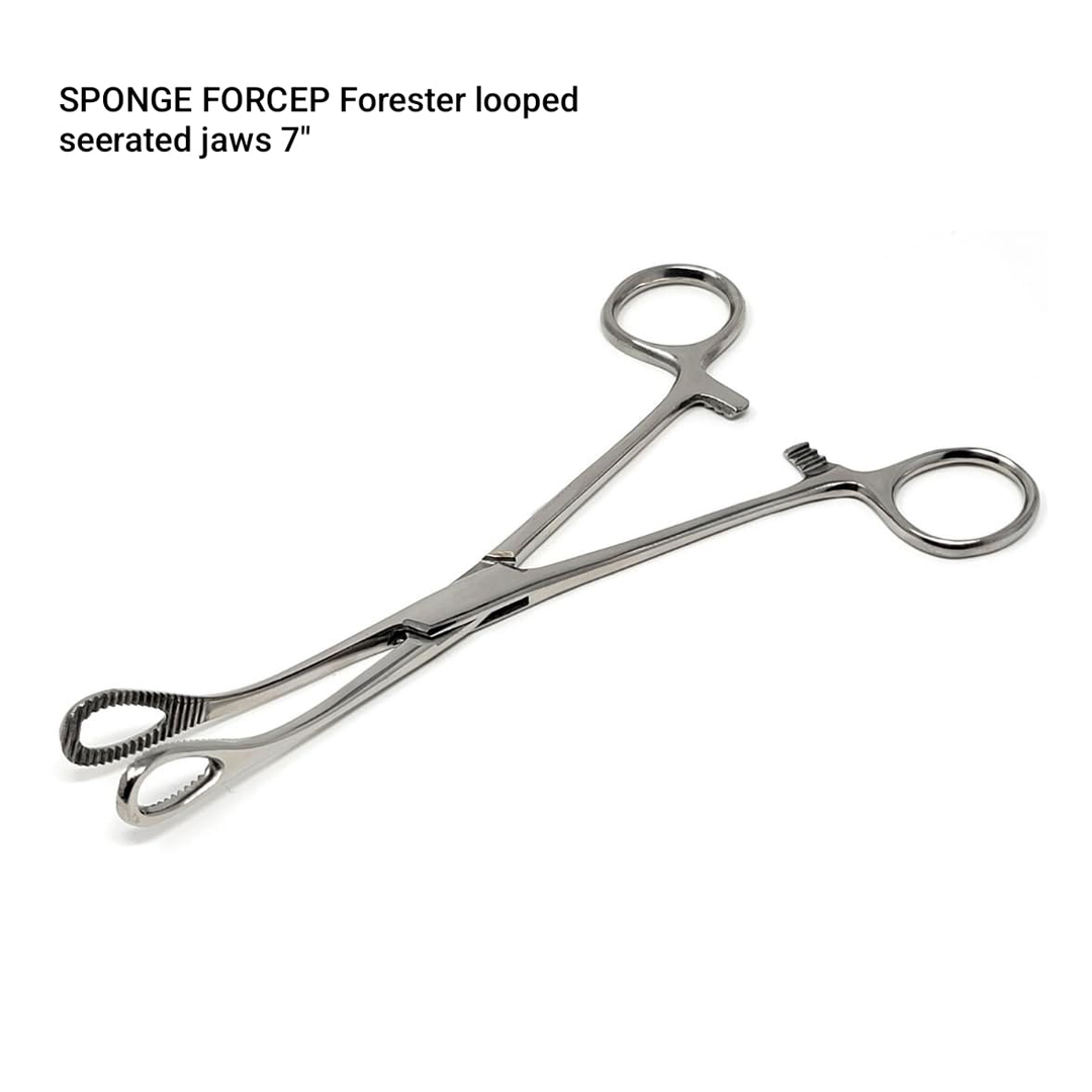 Sponge Forcep Forester Looped Seerated Jaws 7